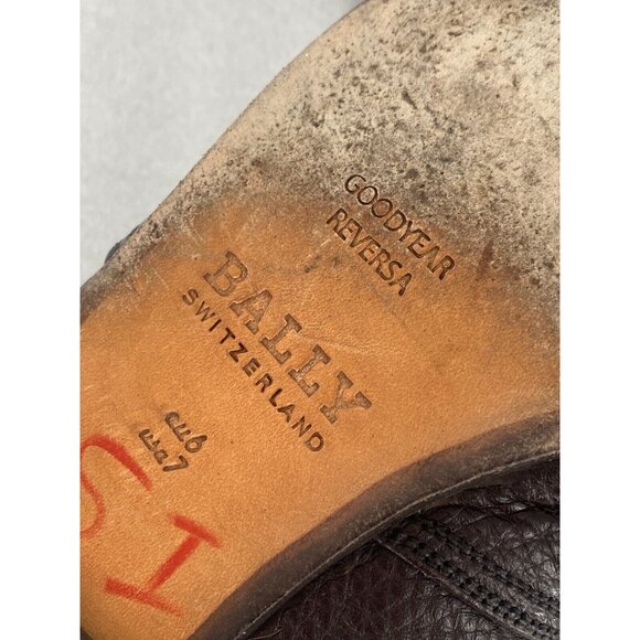 BALLY Brown Pebbled Leather Cowboy Driver Loafers Collapsable Shoes Sz 7 USA - Picture 9 of 16